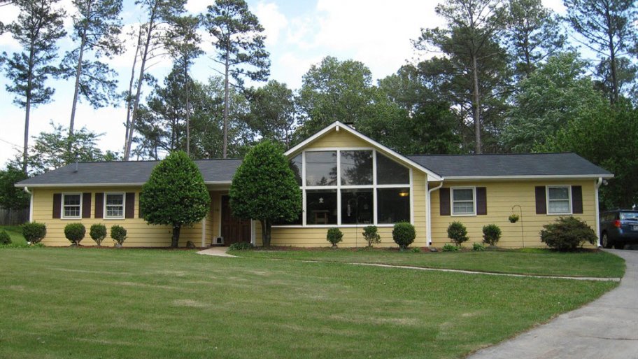 yellow ranch house